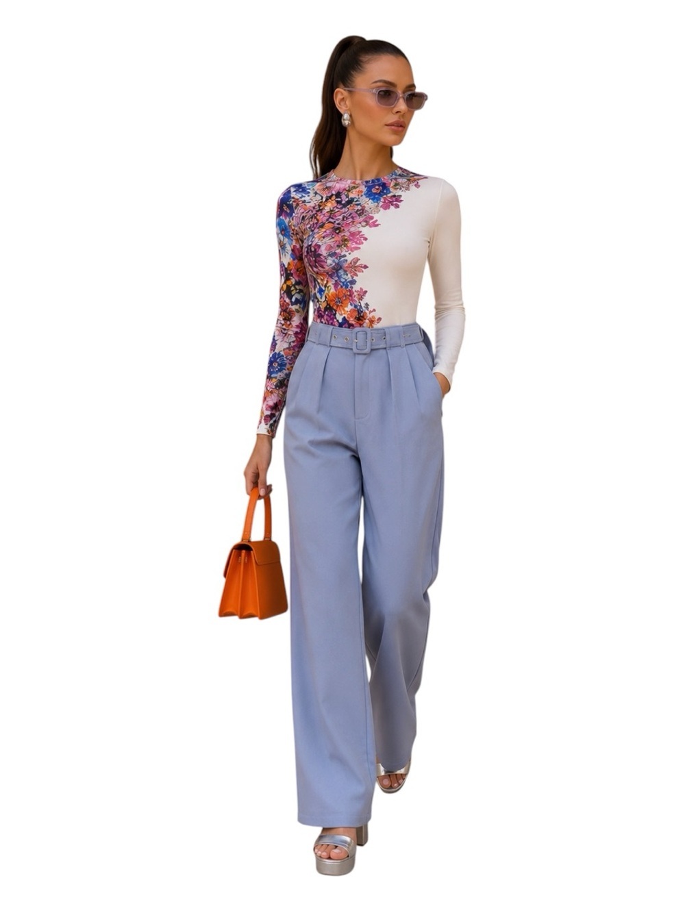 MISSGUIDED Blue High Waist Cigarette Trousers Women’s 6 Coastal Minimalist Pants - Picture 4 of 10